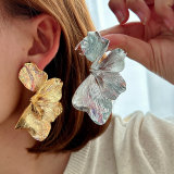 Chunky metal leaf earrings