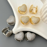 Pave zircon heart earrings