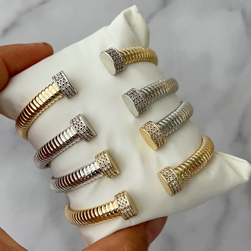 Pave square bangle