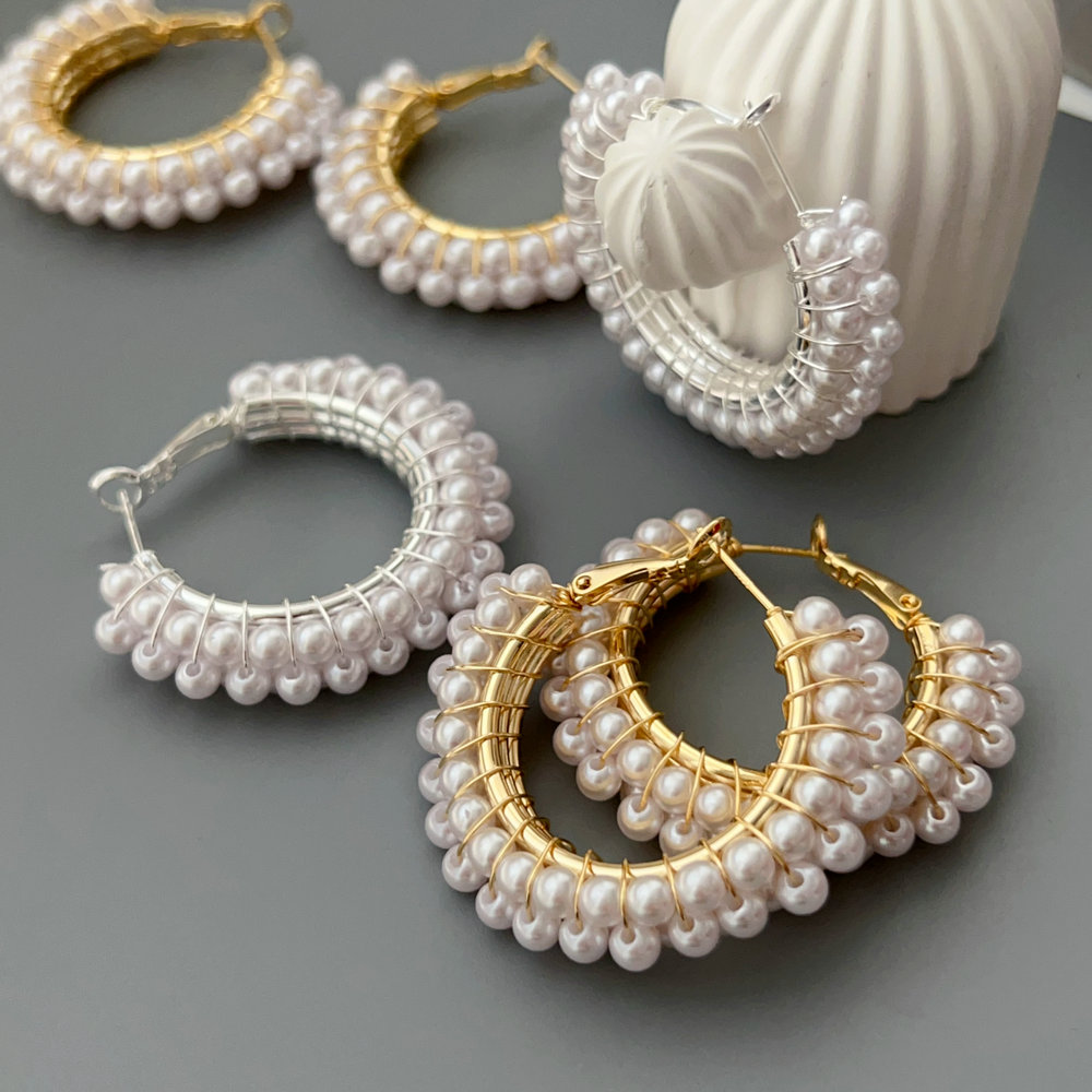 Glass pearl hoop