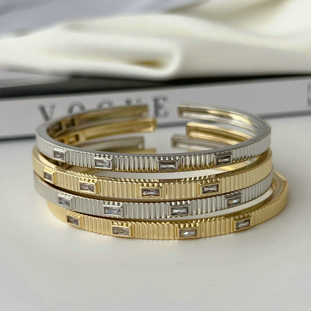 Pave square zircon cuff