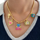 Bear charm beaded necklace