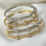 Pave zircon heart cuff