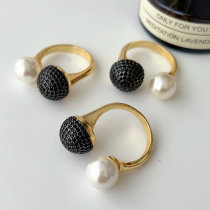 Black zircon ball ring