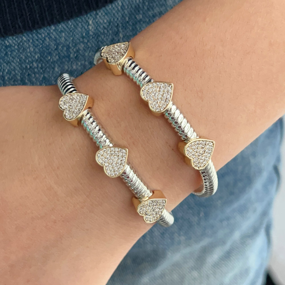 Pave zircon heart cuff