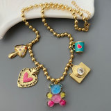 Bear charm beaded necklace