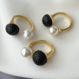 Black zircon ball ring