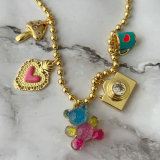 Bear charm beaded necklace