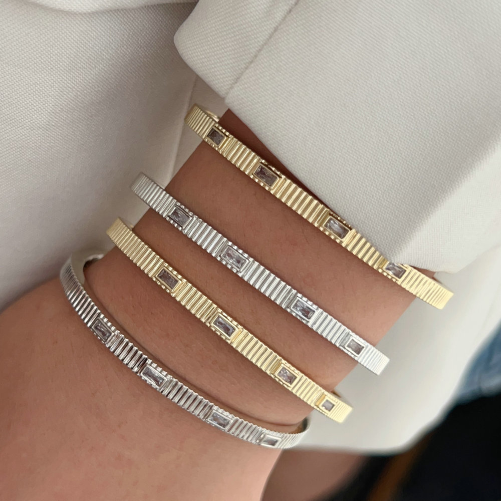 Pave square zircon cuff