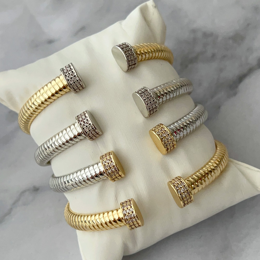 Pave square bangle