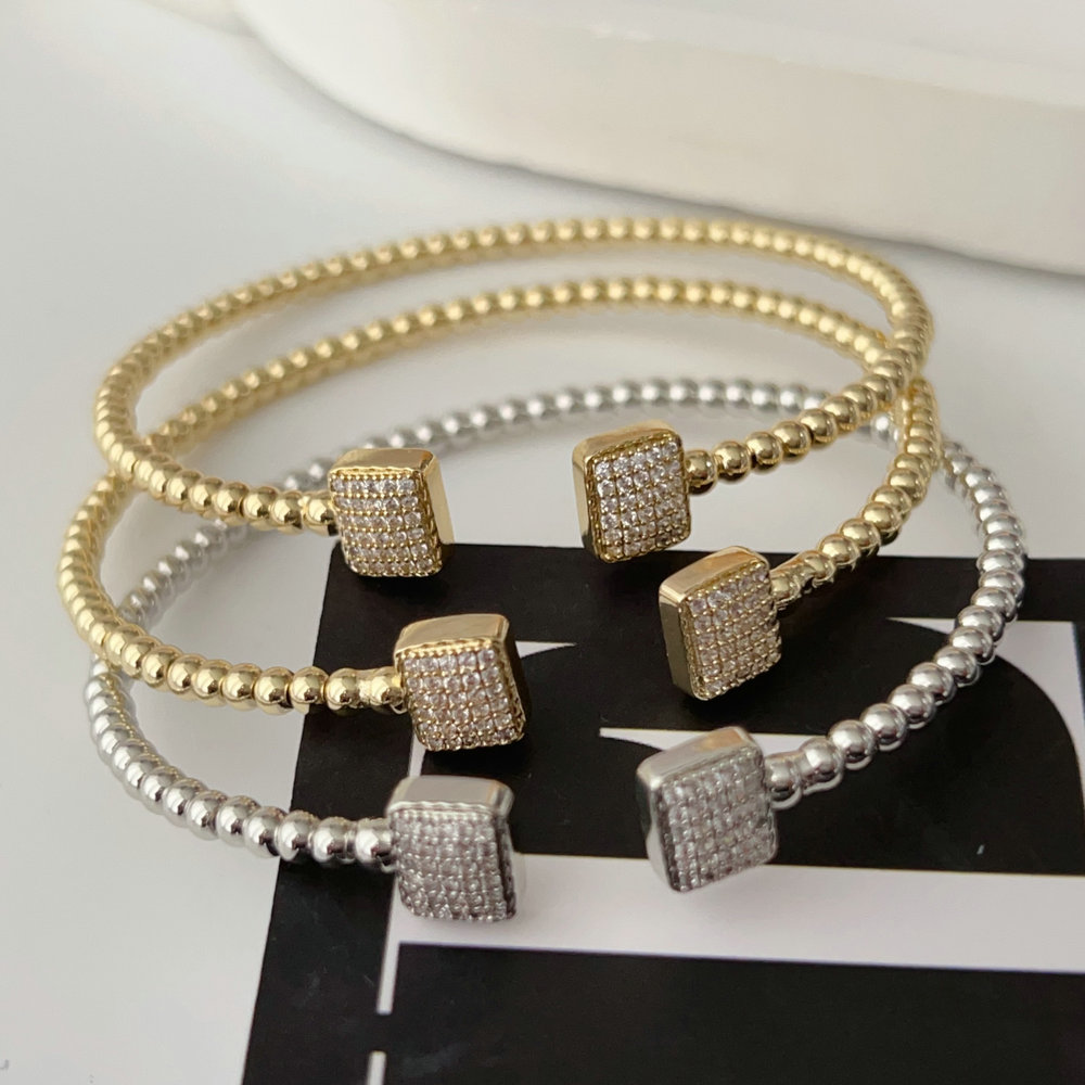 Pave zircon square cuff