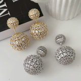 Pave zircon ball earrings