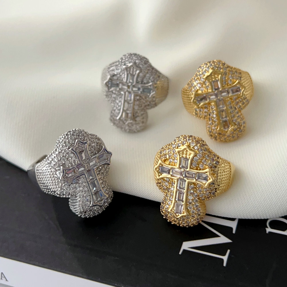 Pave zircon cross ring