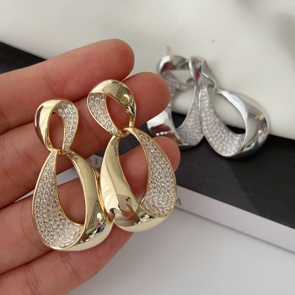 Pave wave earrings