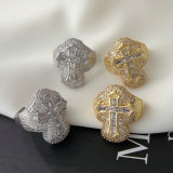 Pave zircon cross ring