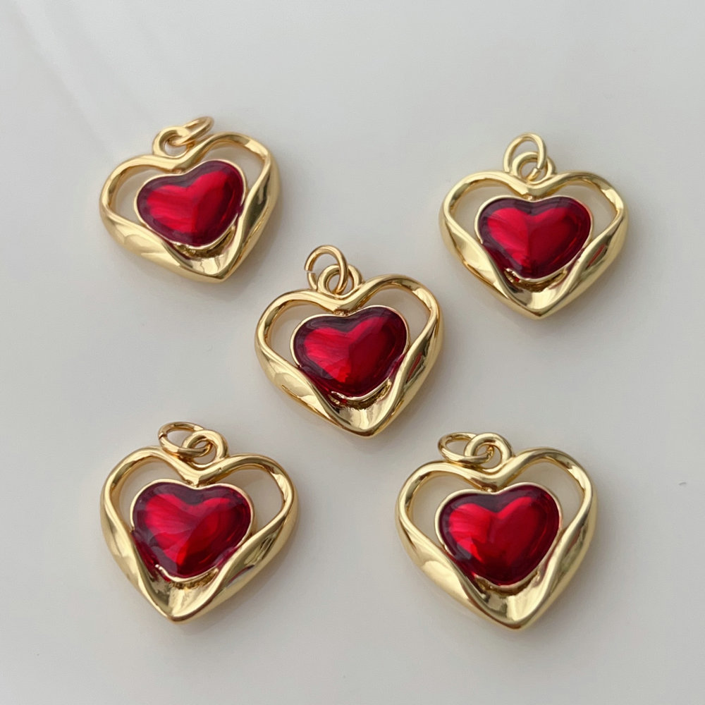 Red enamel heart charm