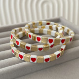 Enamel heart  elastic bracelet