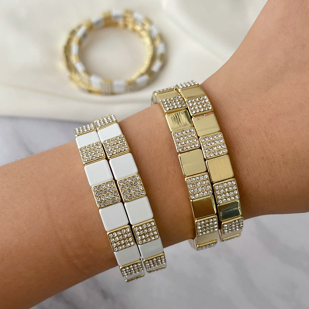 Metal fashion enamel elastic bracelet