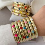 Enamel heart bracelet