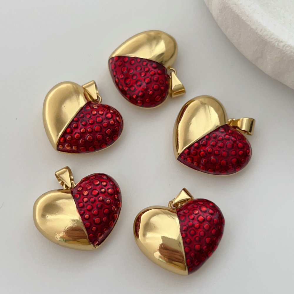 Red enamel heart charm