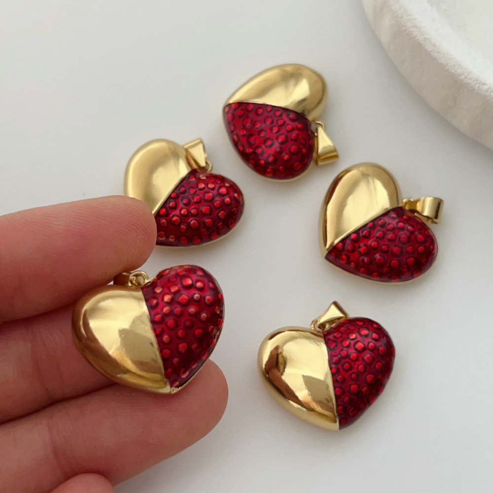 Red enamel heart charm