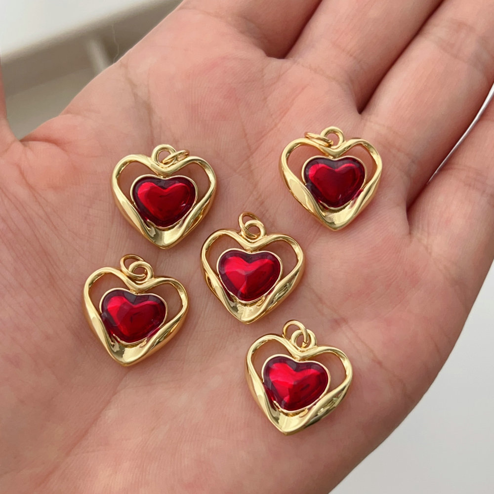 Red enamel heart charm