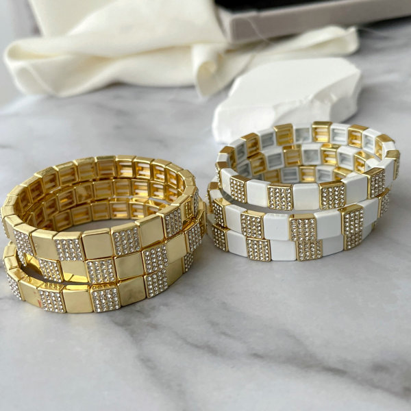 Metal fashion enamel elastic bracelet
