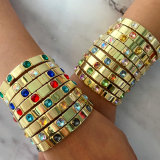 Fashion square charm elastic bracelet