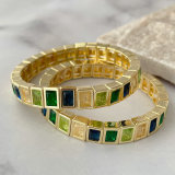 Colorful fashion square charm elastic bracelet