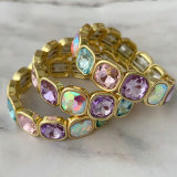 Chunky sqaure charm elastic bracelet