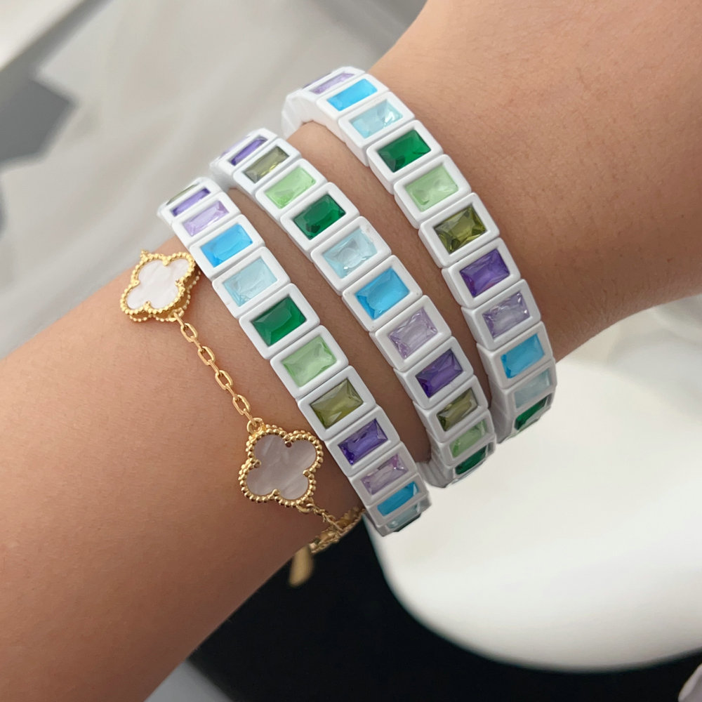 ashion square charm elastic bracelet