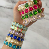 Chunky sqaure charm elastic bracelet