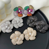 Pave zircon flower earrings