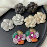 Pave zircon flower earrings