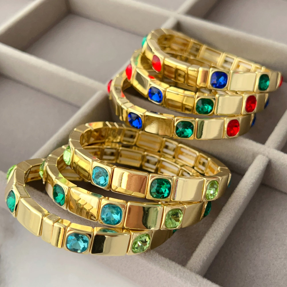 Fashion square charm elastic bracelet