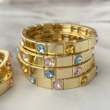 Fashion square charm elastic bracelet
