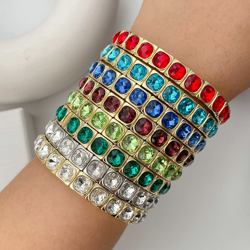 Colorful fashion square charm elastic bracelet