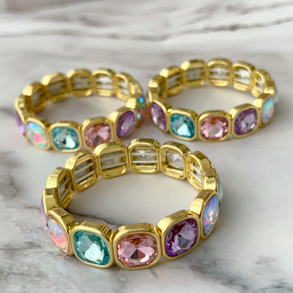 Chunky sqaure charm elastic bracelet