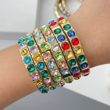 Colorful fashion square charm elastic bracelet