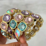 Chunky sqaure charm elastic bracelet