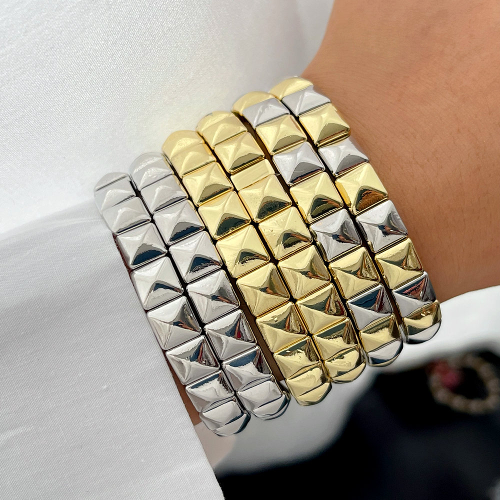 Metal square charm bracelet