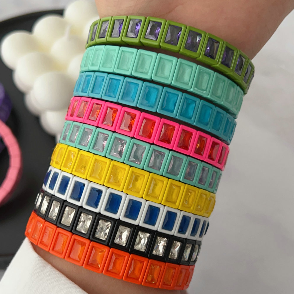 Fashion square charm elastic bracelet