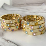 Fashion square charm elastic bracelet