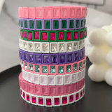 Fashion square charm elastic bracelet