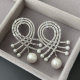 Pave zircon pearl cross earrings