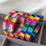 Fashion square charm elastic bracelet