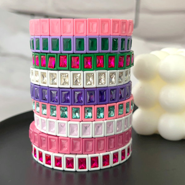 Fashion square charm elastic bracelet