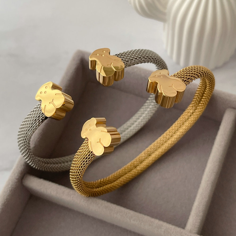 Stainless steel bear cuff