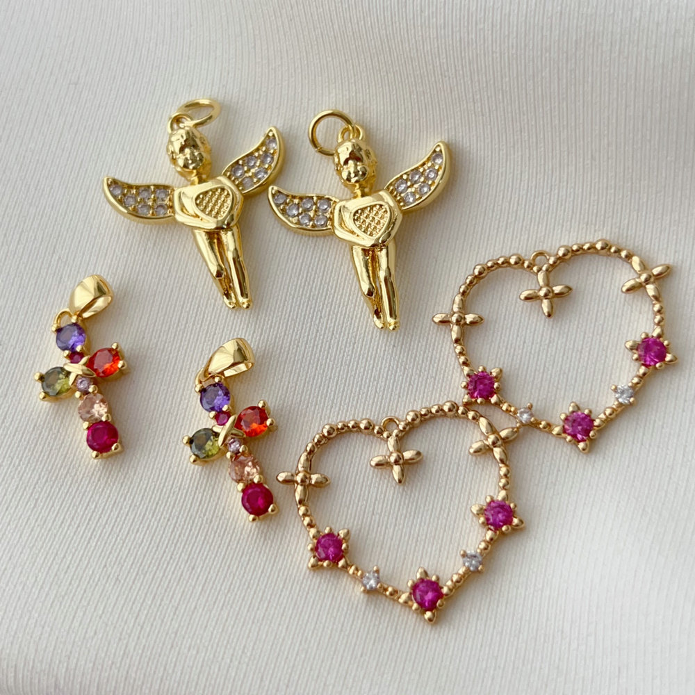 Heart cross angela charm