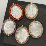 Gemstone shell oval charm